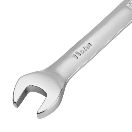 Ключ комбинированный трещоточный DENZEL, 11 мм, CrV, матовый хром