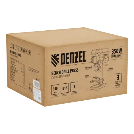 Станок сверлильный DENZEL DDM-350L, 350 Вт, 13 мм, 5 ск., лазер, настольный