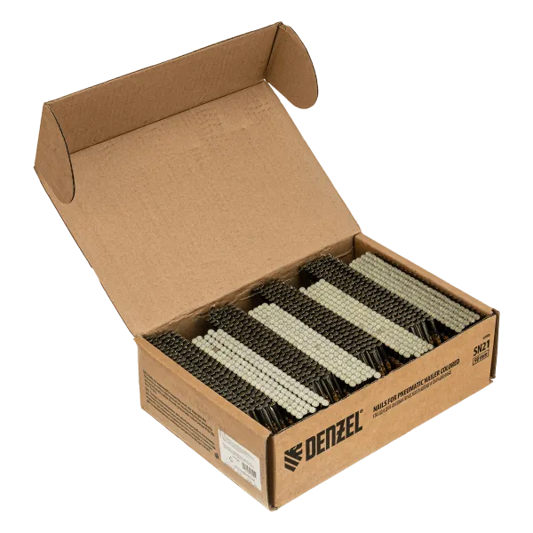 Гвозди DENZEL для пнев. нейлера (крашен.), длина - 90 мм, диам. - 3,05 мм, 2000 шт.