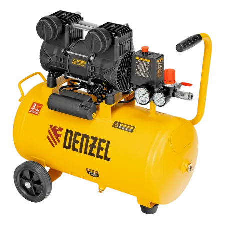 Компрессор безмасл. малошумный DENZEL DLP-950/24, 950Вт,24 л, 2850 об/мин, 170 л/мин
