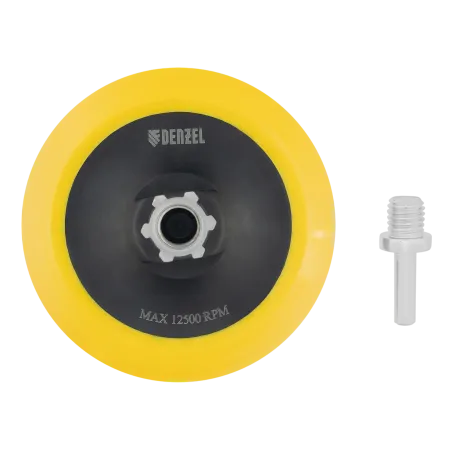 Тарелка опорная для дрели и УШМ DENZEL с липучкой, 115 мм, мягкая, с адаптером c М14 на d8