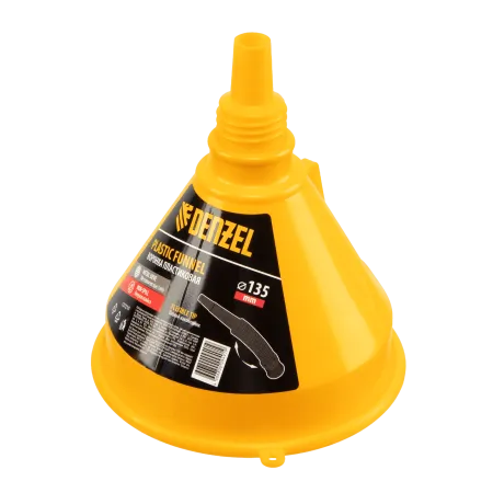 Воронка пластиковая DENZEL 135 мм с металлическим ситом, гибким наконечником и непроливайкой