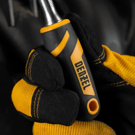 Ключ-трещотка DENZEL 1/4", 90 зубьев, с быстрым сбросом, CrV