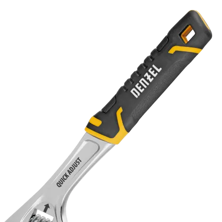 Ключ разводной DENZEL 250 мм (раскрытие до 38 мм), CrV, с быстрым сбросом, кованый, TPR рукоятка