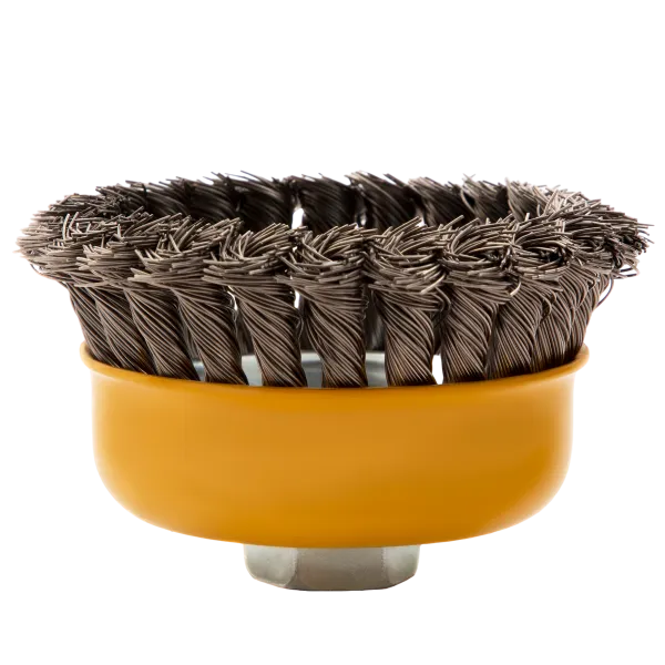 Щетка для УШМ DENZEL 746283, 100 мм, «чашка», крученая нержавеющая проволока 0.5 мм, М14