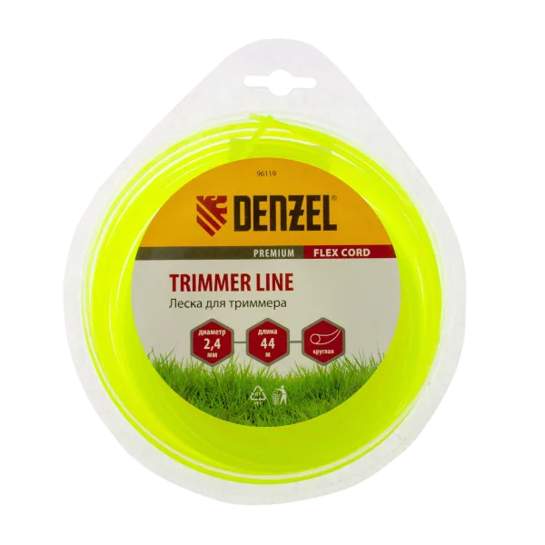 Леска для триммера DENZEL Flex Сord 96119, 2.4 мм x 44 м, круглая, блистер