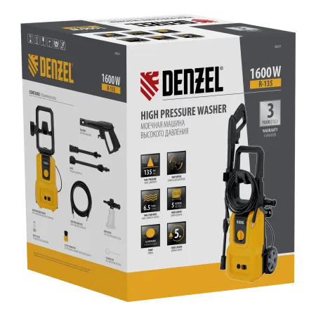 Моечная машина высокого давления DENZEL R-135, 1600 Вт, 135 бар, 390 л/ч