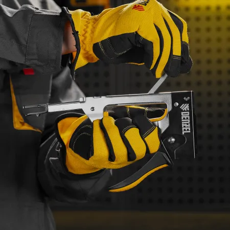 Степлер металлический DENZEL скобы в комплекте, 2К рукоятка, тип 53, 6-10 мм