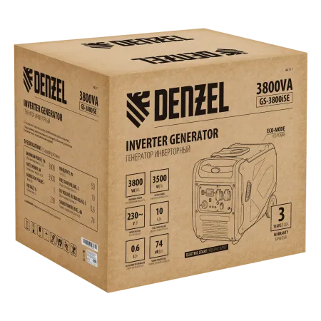 Генератор инверторный DENZEL GS-3800iSE, 3,8 кВт, 230 В, закрытый корпус,электростартер