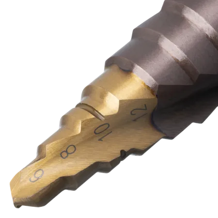 Сверло ступенчатое DENZEL, 6-8-10-12-14-16-18-20-22-24-26-28-30мм, Р6М5К5, 6-гр. хвостовик