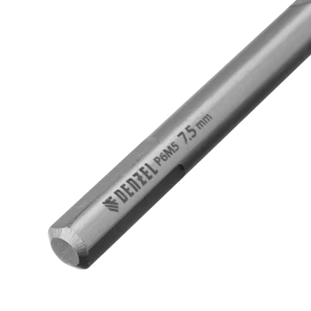 Сверло спиральное по металлу DENZEL 7,5 х 156 мм, Р6М5, Golden Tip, удлиненное