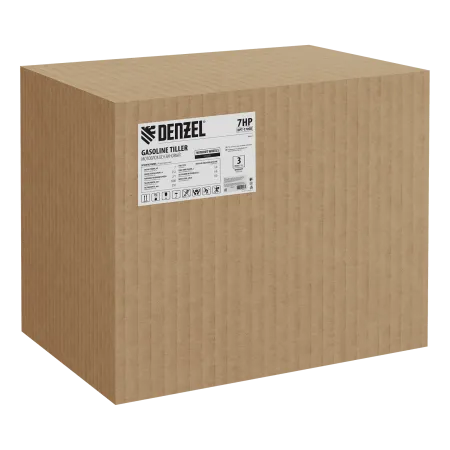 Мотоблок DENZEL DPT-170SB, 7 л.с., ремен.сцеп, фрез 3х4, ШОМ, без колес, передачи 2В/1Н