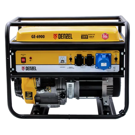 Генератор бензиновый DENZEL GE 6900, 5.5 кВт, 220 В/50 Гц, 25 л, ручной старт