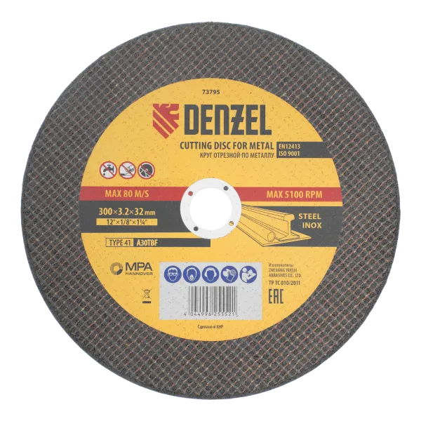 Круг отрезной по металлу DENZEL, 300 х 3,2 х 32 мм, A30TBF
