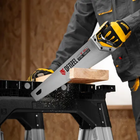 Ножовка по дереву DENZEL 450 мм, 11 TPI, зуб 3D, металлопластиковая рукоятка