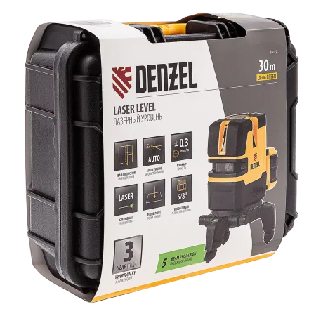 Лазерный уровень DENZEL LX 06 Green, 30 м, 520 нм, аккумулятор Li 5200 mAh, резьба 5/8