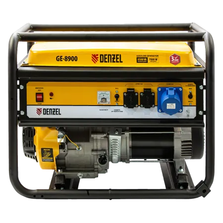 Генератор бензиновый DENZEL GE 8900, 8.5 кВт, 220 В/50 Гц, 25 л, ручной старт