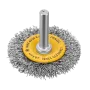 Щетка для дрели DENZEL, 50 мм, Плоская, со шпилькой, нержавеющая витая проволока