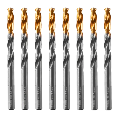 Сверло по металлу DENZEL 7,5 мм, HSS-Tin, Golden Tip, 8 шт.