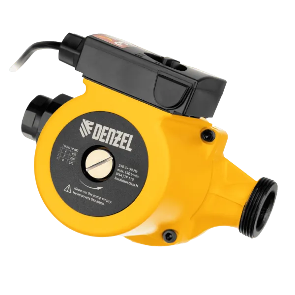 Циркуляционный насос DENZEL CP25-8, напор 8 м, 130 л/мин, 1 м кабель, монт. длина 180 мм