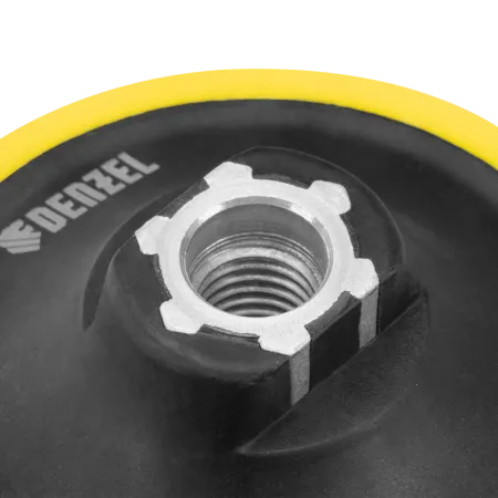 Тарелка опорная для дрели и УШМ DENZEL с липучкой, 115 мм, мягкая, с адаптером c М14 на d8