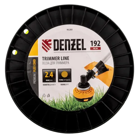 Леска для триммера DENZEL 96280 круглая, 2,4мм х 192м, на DIN катушке FLEX CORD