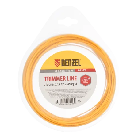 Леска для триммера DENZEL 96167, 1.3 мм x 15 м, звезда
