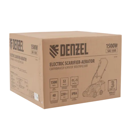Скарификатор-аэратор  электрический DENZEL SAE-1500, 1500 Вт, -11/+5 мм, 32 cм