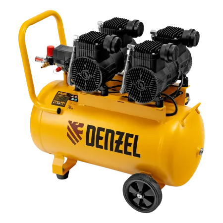 Компрессор безмасл. малошумный DENZEL DLP -3000/50, 3 кВт, 2х1,5 кВт,50 л, 2850 об/мин,500 л/мин