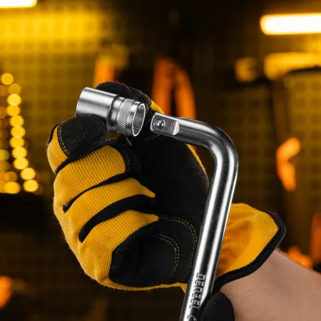 Вороток Г-образный DENZEL 250*50 мм, квадрат 1/2", CrV, матовый хром