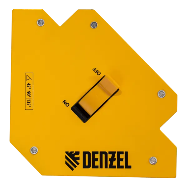 Фиксатор магнитный DENZEL отключаемый для сварочных работ усилие 55 LB, 45х90х135 град.
