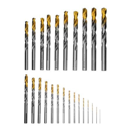 Набор сверл по металлу DENZEL, 1-13 мм, Р6М5-TiN, Golden Tip, 25 шт