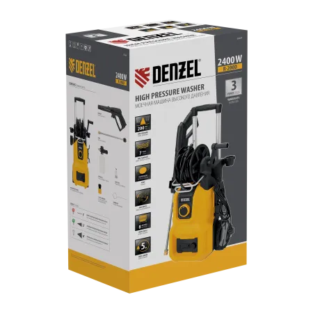 Моечная машина высокого давления DENZEL R-200D, 2400 Вт, 200 бар, 420 л/ч, с барабаном