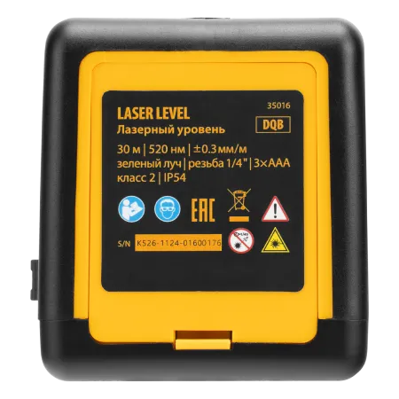 Лазерный уровень  DENZEL DQB, 30 м, зеленый луч, батарейки, сумка
