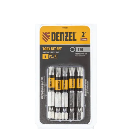 Набор бит DENZEL T30x50, 5 шт.