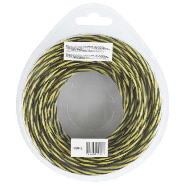 Леска для триммера DENZEL двухкомпонентная витая квадратная, 3,0мм х 12м, блистер SkyCutter