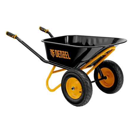 Тачка строительная DENZEL усиленная, объем 120 л, 350 кг, двухколесная, колесо 16х4.00-8