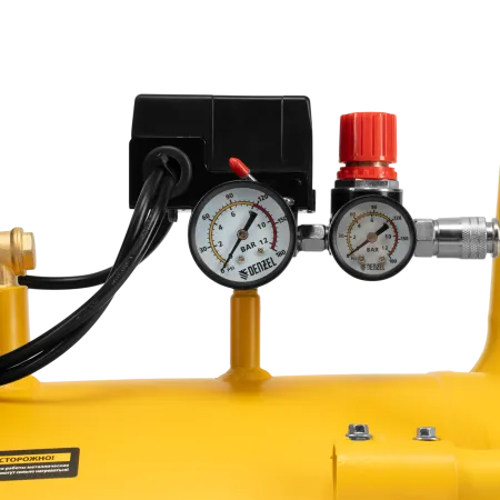 Компрессор безмасл. малошумный DENZEL DLP-3000/100, 3 кВт, 2х1,5 кВт,100 л, 2850 об/мин,500 л/мин