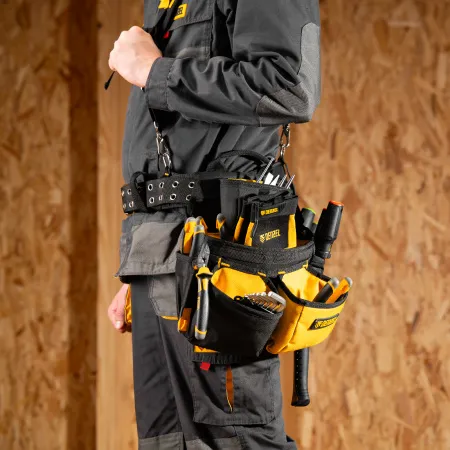Пояс монтажника усиленный DENZEL с лямками, сумки поясные, держатель для молотка