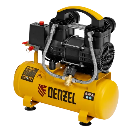 Компрессор безмасл. малошумный DENZEL DLP-950/10, 950Вт,10 л, 2850 об/мин, 170 л/мин