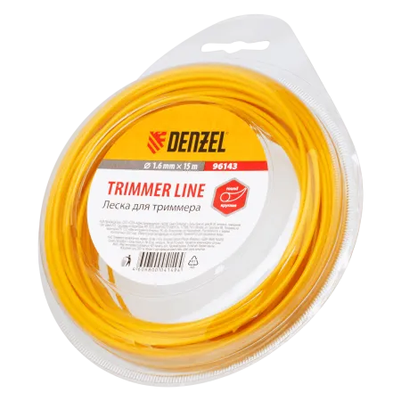 Леска для триммера DENZEL 96143, 1.6 мм x 15 м, круглая