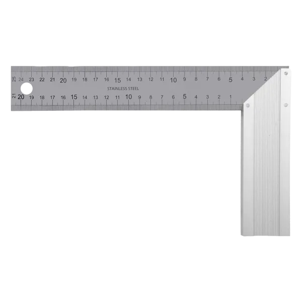 Угольник DENZEL 32396 250 мм, нержавеющая сталь, градуировка, алюминиевое основание