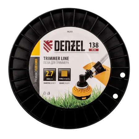 Леска для триммера DENZEL 96293 квадрат, 2,7м х 138м, на DIN катушке FLEX CORD