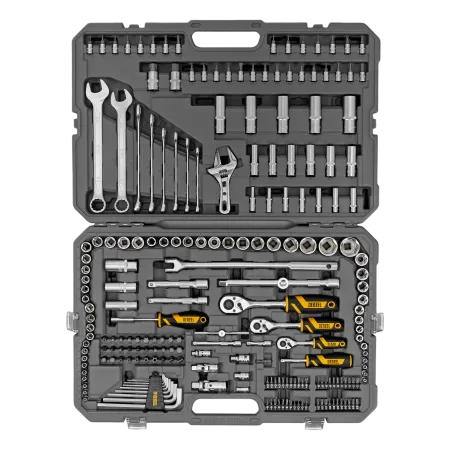 Набор инструментов DENZEL 1/2", 1/4", 3/8", CrV, S2, пластиковый кейс, 216 предметов