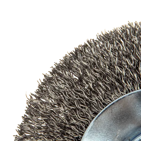 Щетка для УШМ DENZEL 746083, 100 мм, «тарелка», витая нержавеющая проволока 0.3 мм, М14