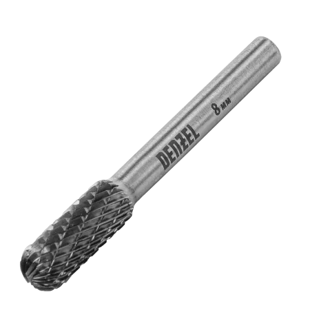 Борфреза по металлу DENZEL твердосплавная, цилиндрическая закругленная, тип-С, 8 мм