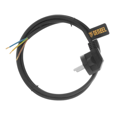 Шнур сетевой Energy Series DENZEL, ПВС, 1,5 м, 3 x 1 мм, с неразборной вилкой, черный