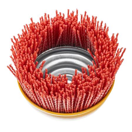 Щетка для УШМ DENZEL, 100 мм, Чашка, нейлоновая щетина, М14