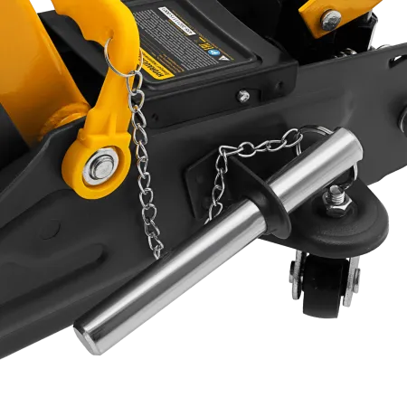 Домкрат гидравлический DENZEL подкатной с фиксатором, 2 т, 130-330 мм, в кейсе