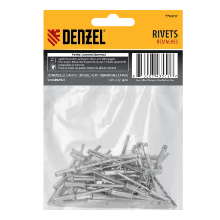 Заклепки алюминиевые DENZEL 5/32"-5/8", 4 х 15 мм, 50 шт